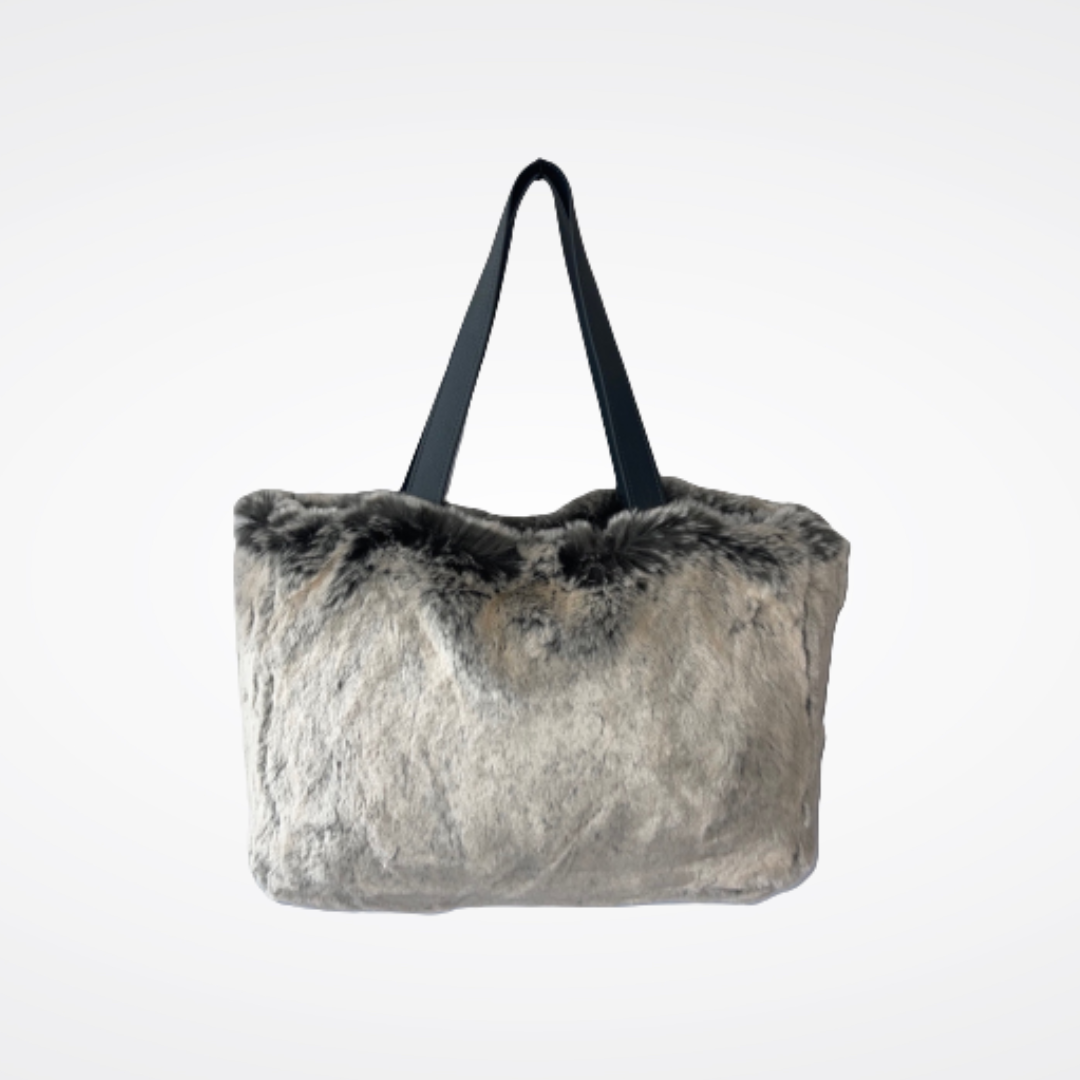 Grey sales fur bag