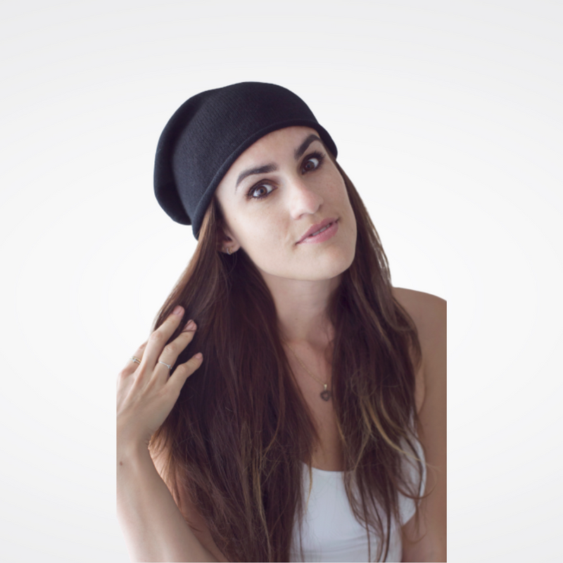 Bonnet noir en cachemire et laine Maison Prélonge