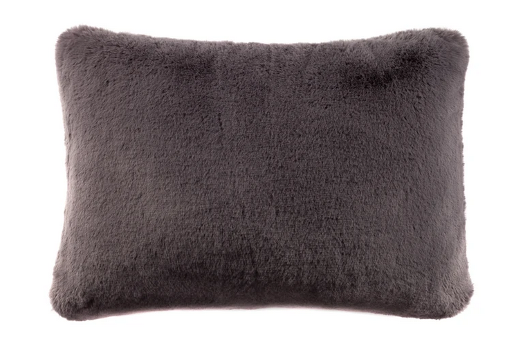 Coussin rectangle en fausse fourrure gris smoky Maison Prélonge