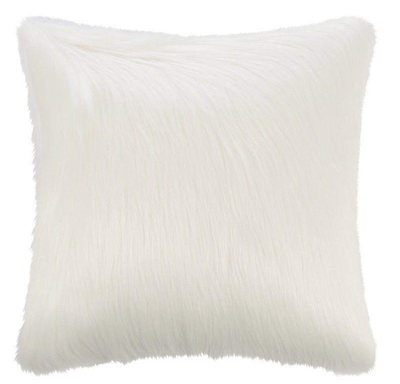 Housse de coussin carré en fausse fourrure couleur himalaya ivoire Maison Prélonge