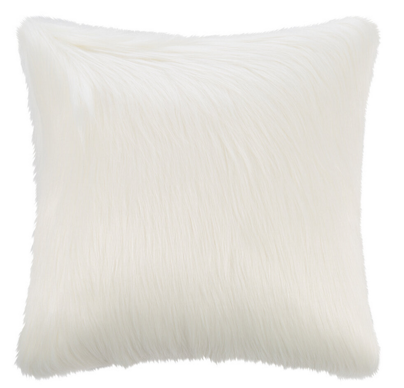 Housse de coussin carré en fausse fourrure couleur himalaya ivoire Maison Prélonge 