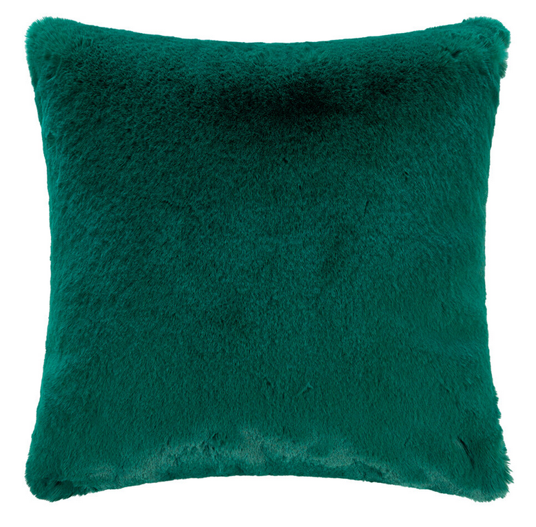 Housse de coussin carré en fausse fourrure couleur vert alpin Maison Prélonge