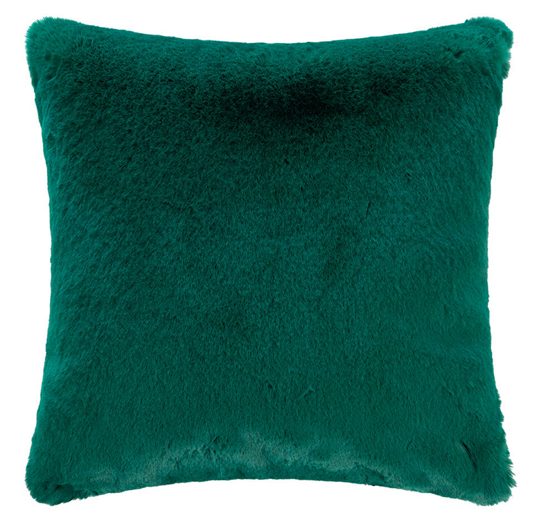 Housse de coussin carré en fausse fourrure couleur vert alpin Maison Prélonge 