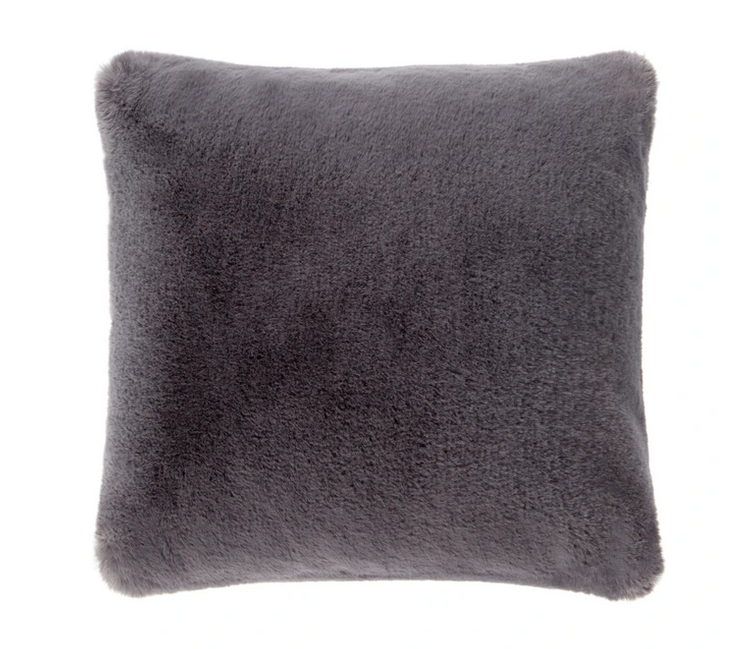 Housse de coussin carré en fausse fourrure couleur gris smoky Maison Prélonge