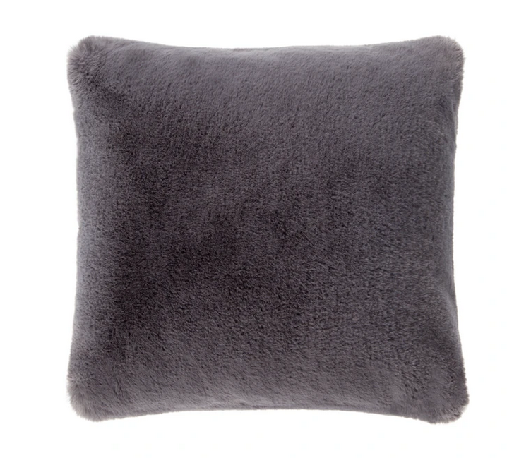 Housse de coussin carré en fausse fourrure couleur gris smoky Maison Prélonge 