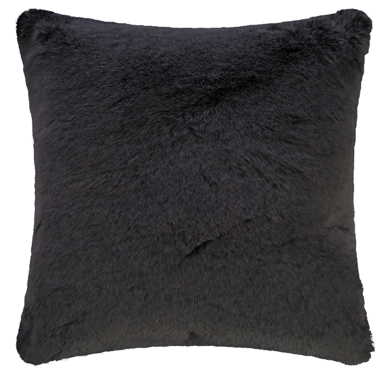 Housse de coussin carré en fausse fourrure couleur gris smoky Maison Prélonge