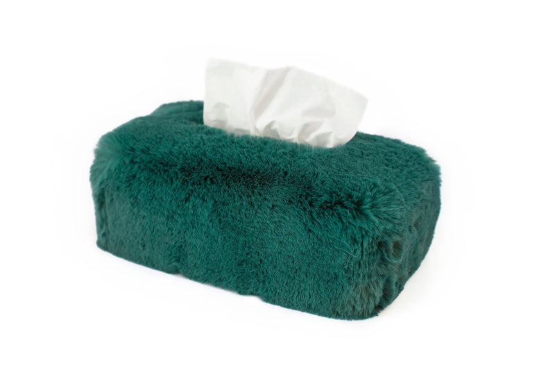 Couvre boite mouchoirs rectangle en fausse fourrure couleur vert alpin Maison Prélonge.