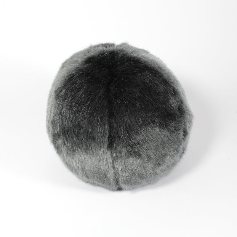 Coussin rond Snowball en fausse fourrure couleur gris anthracite  Maison Prélonge