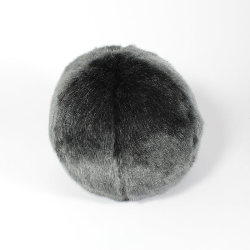Coussin rond Snowball en fausse fourrure couleur gris anthracite Maison Prélonge
