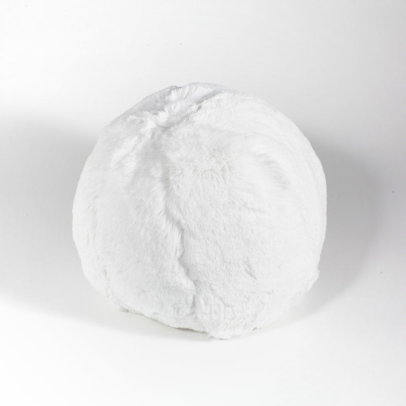 Coussin rond Snowball en fausse fourrure couleur blanc Maison Prélonge
