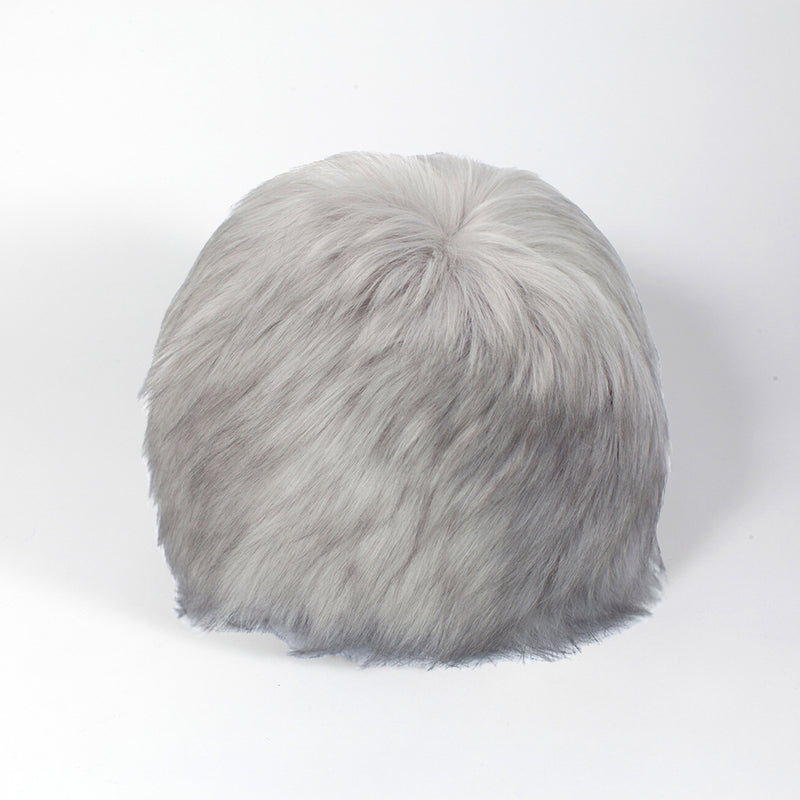 Coussin rond Snowball en fausse fourrure couleur himalaya perle Maison Prélonge