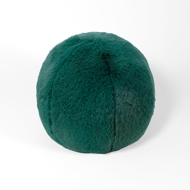 Coussin rond Snowball en fausse fourrure couleur vert alpin Maison Prélonge