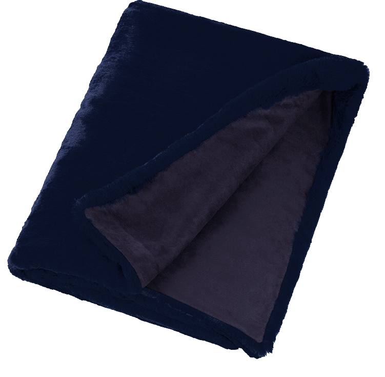 Plaid en fausse fourrure couleur blau marine Maison Prélonge