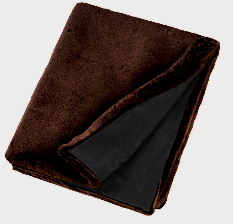 Plaid en fausse fourrure couleur chocolat Maison Prélonge