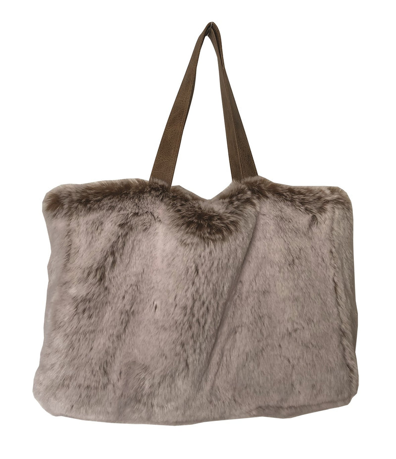 Sac cabas en fausse fourrure couleur chataigne Maison Prélonge