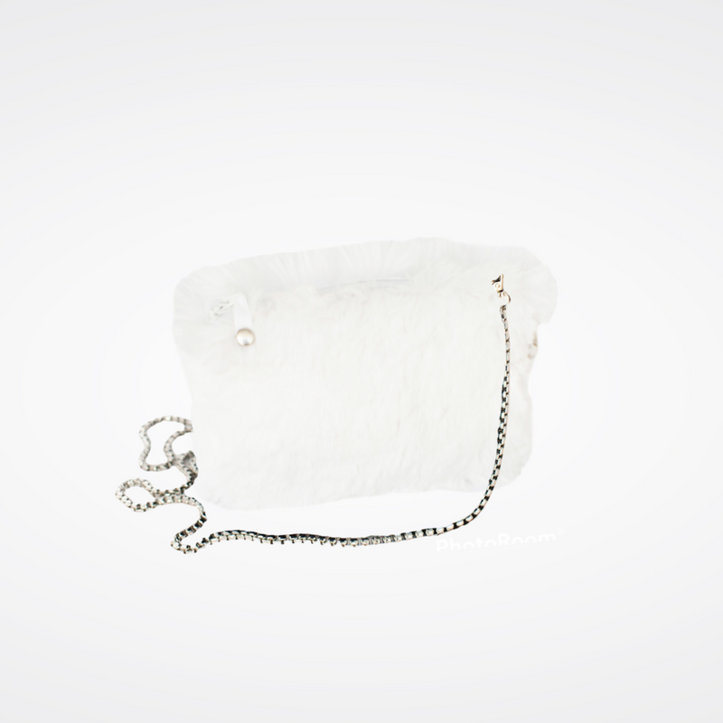 Sac pochette en fausse fourrure Maison Prélonge couleur blanc