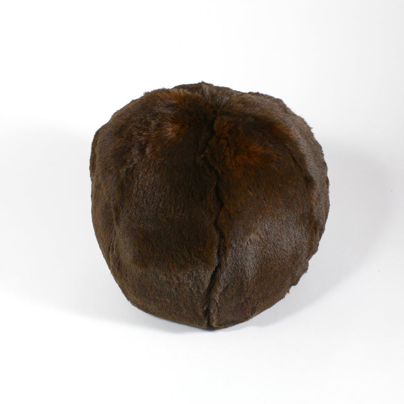 Coussin rond Snowball en fausse fourrure couleur chocolat Maison Prélonge