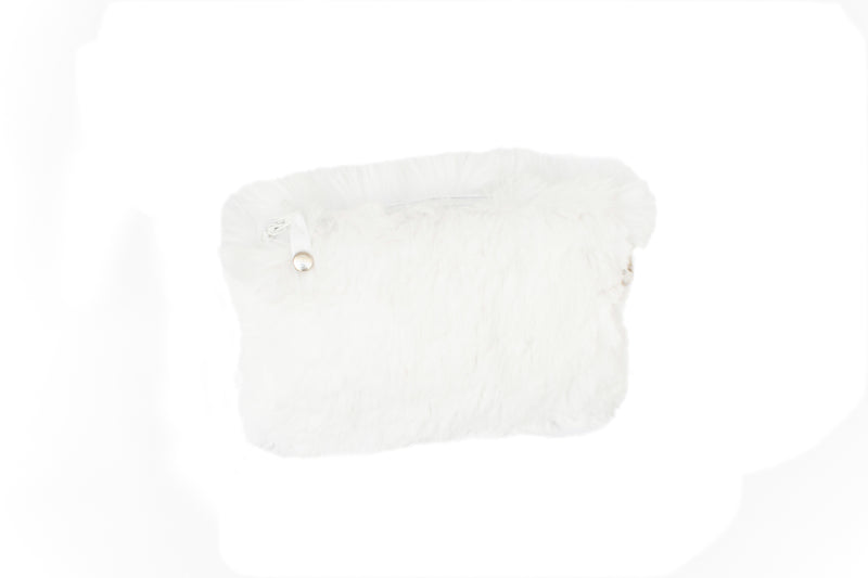 Trousse en fausse fourrure couleur blanc Maison Prélonge