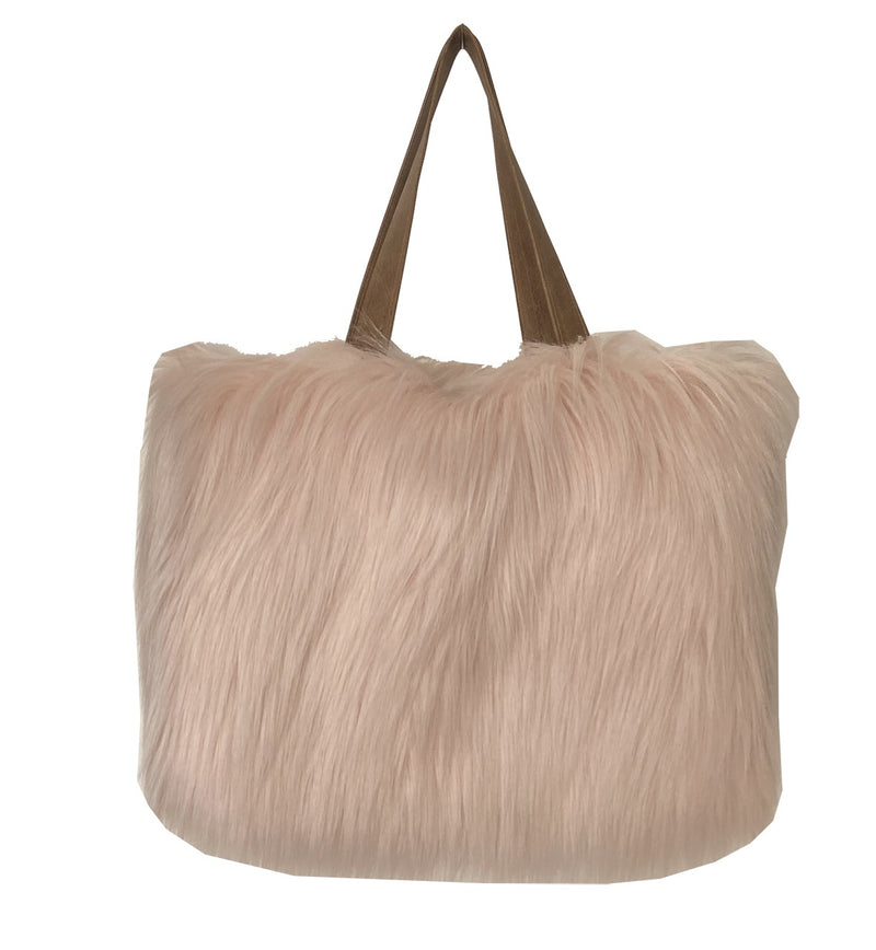 Sac cabas en fausse fourrure couleur himalaya blush Maison Prélonge