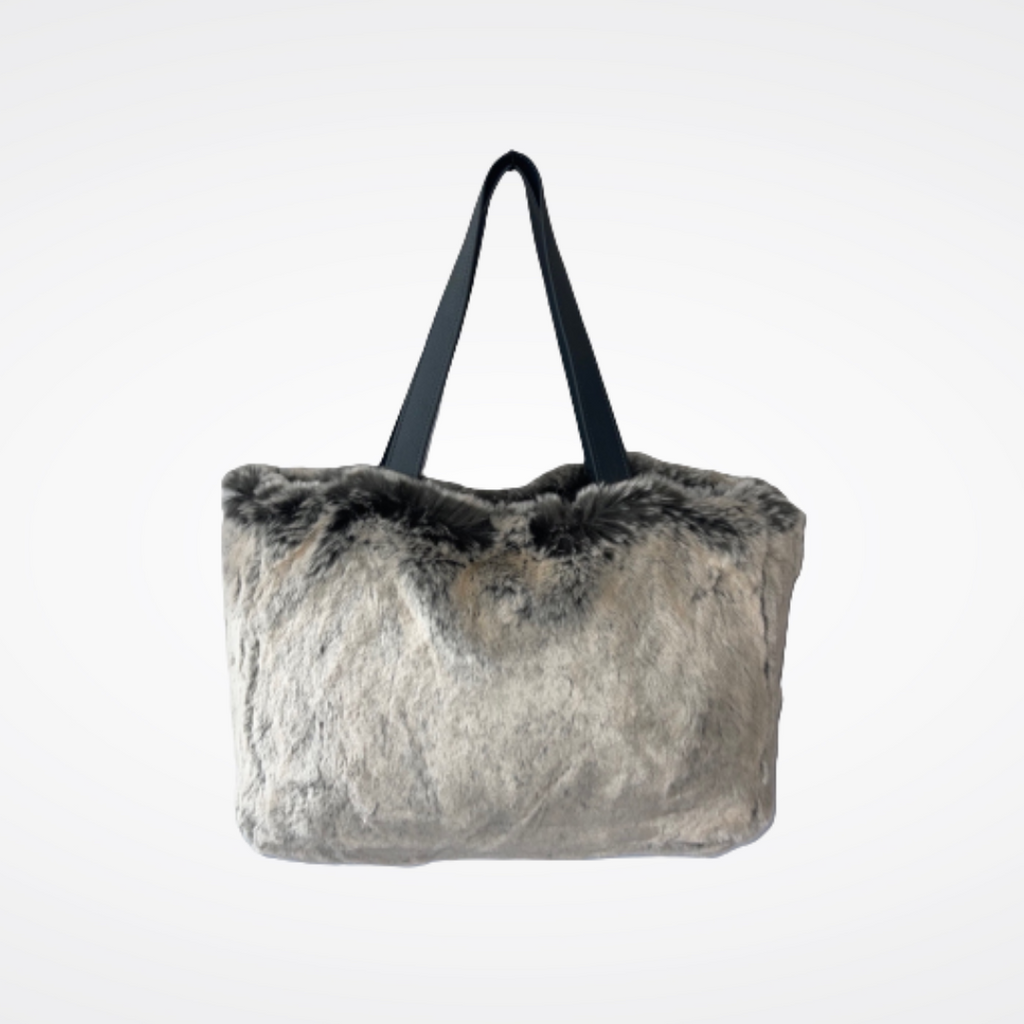 Sac cabas en fausse fourrure couleur glacier Maison Prélonge