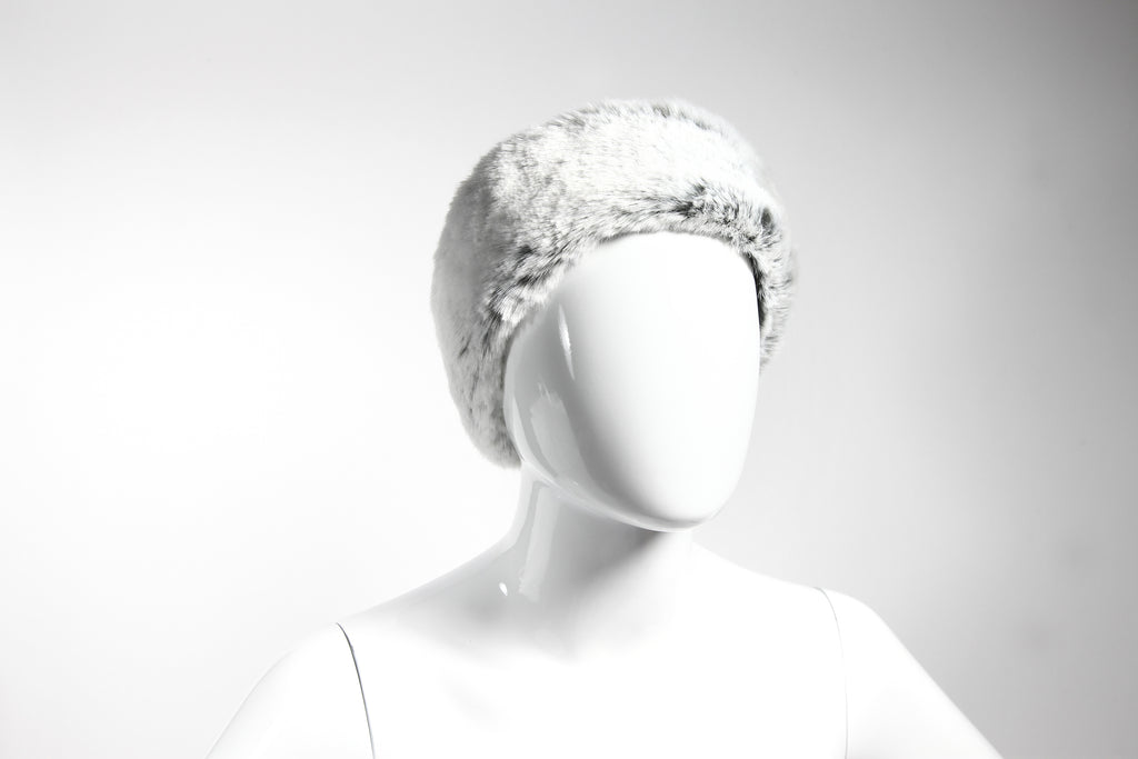 Bandeau en fausse fourrure couleur glacier Maison Prélonge.