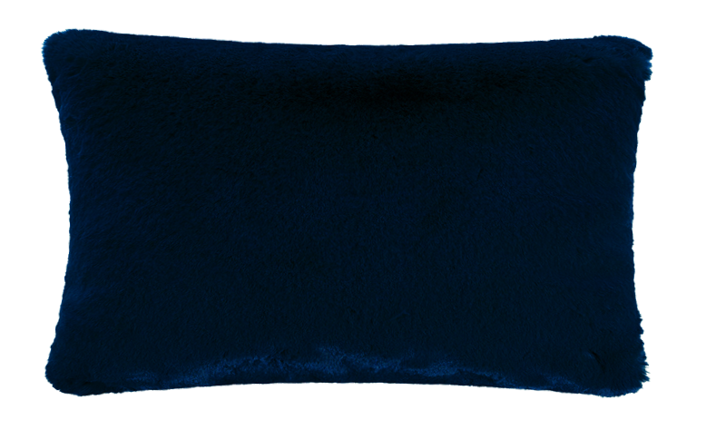 Coussin rectangle en fausse fourrure bleu marine Maison Prélonge