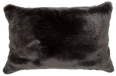 Coussin rectangle en fausse fourrure gris anthracite Maison Prélonge