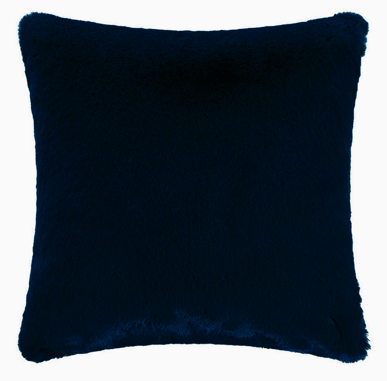 Housse de coussin carré en fausse fourrure couleur bleu marine Maison Prélonge 