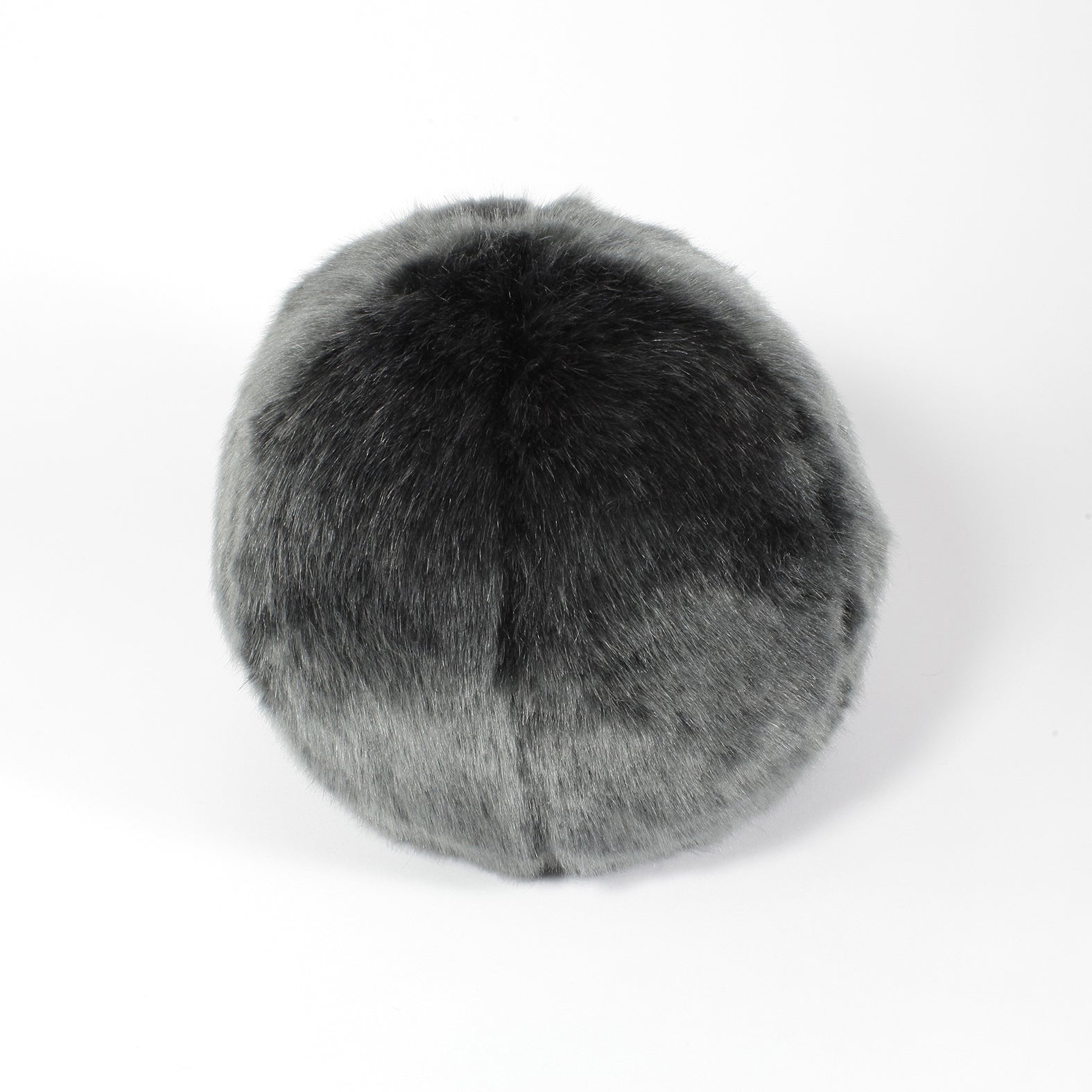 Coussin rond Snowball en fausse fourrure couleur gris anthracite  Maison Prélonge