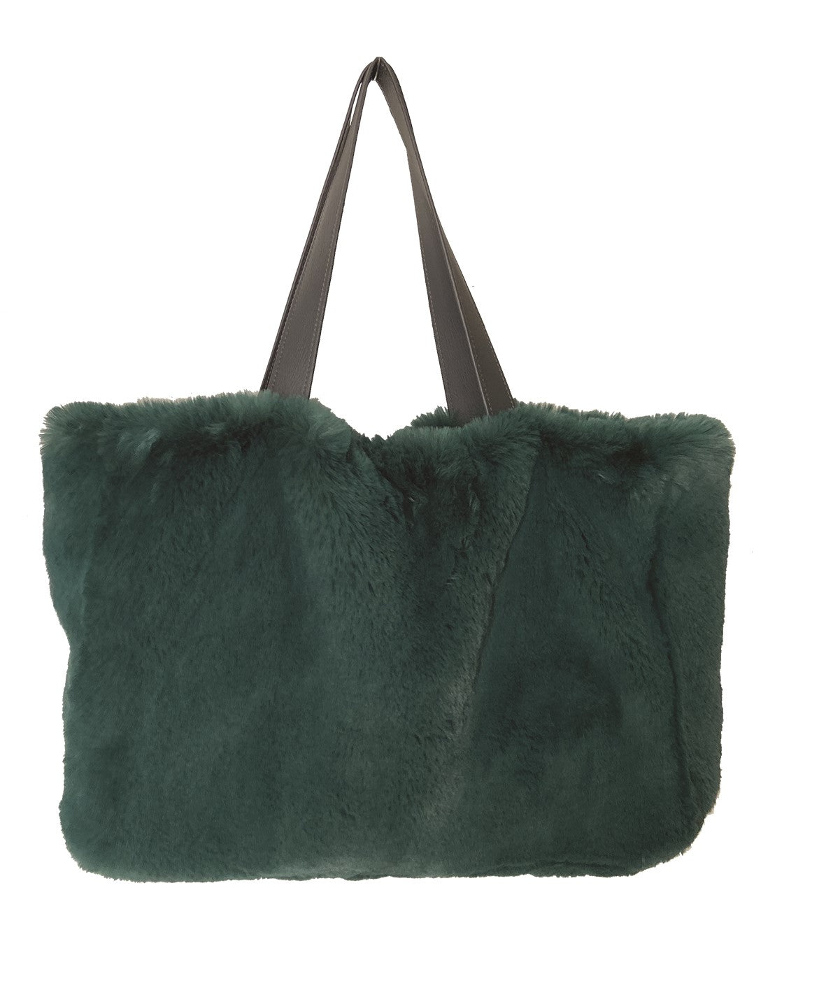 Sac cabas en fausse fourrure couleur vert alpin Maison Prélonge