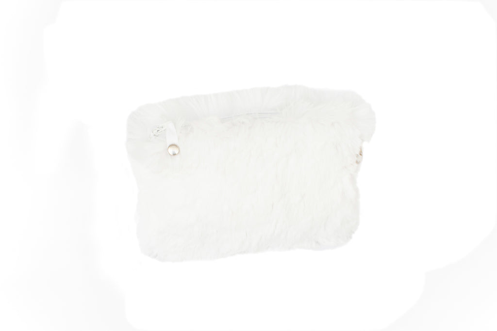 Trousse en fausse fourrure couleur blanc Maison Prélonge
