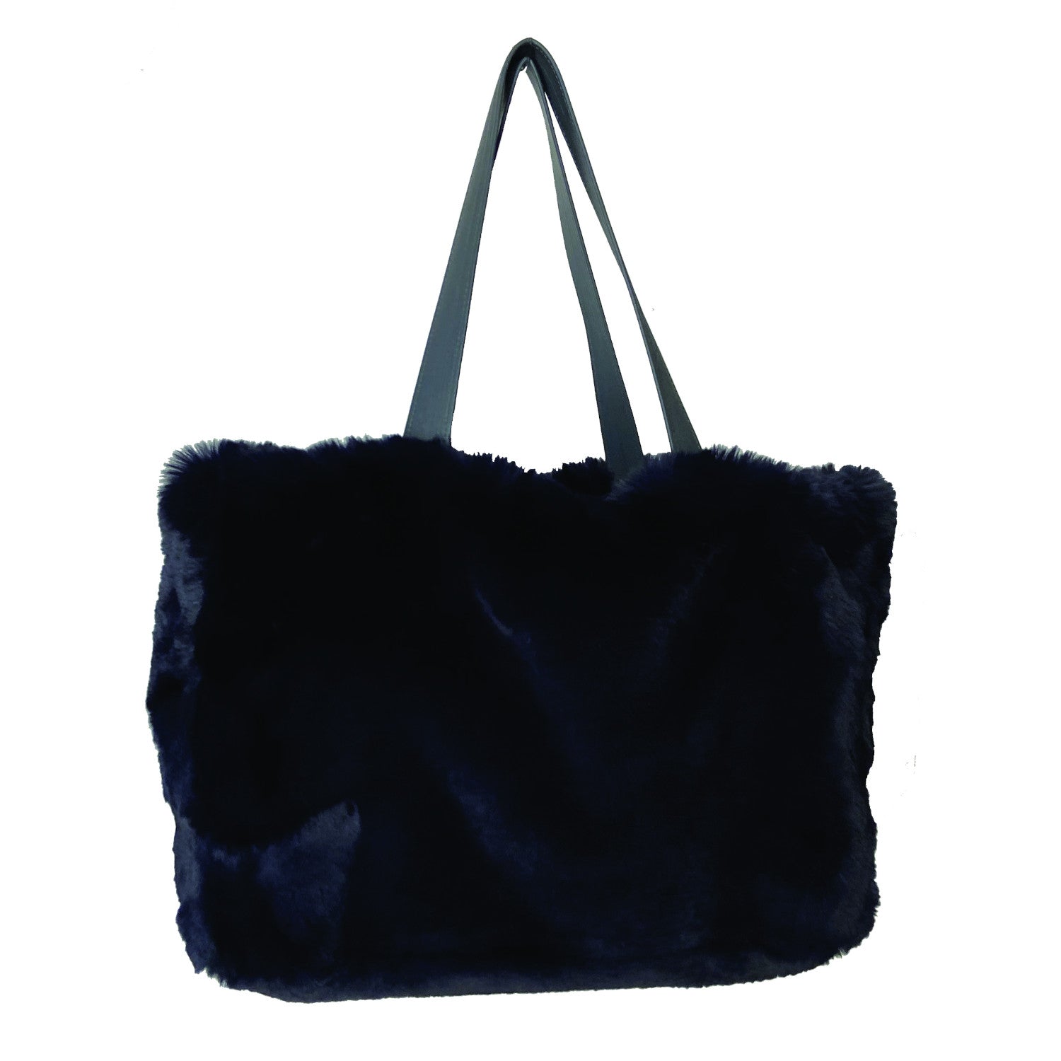 Sac cabas en fausse fourrure couleur bleu marine Maison Prélonge